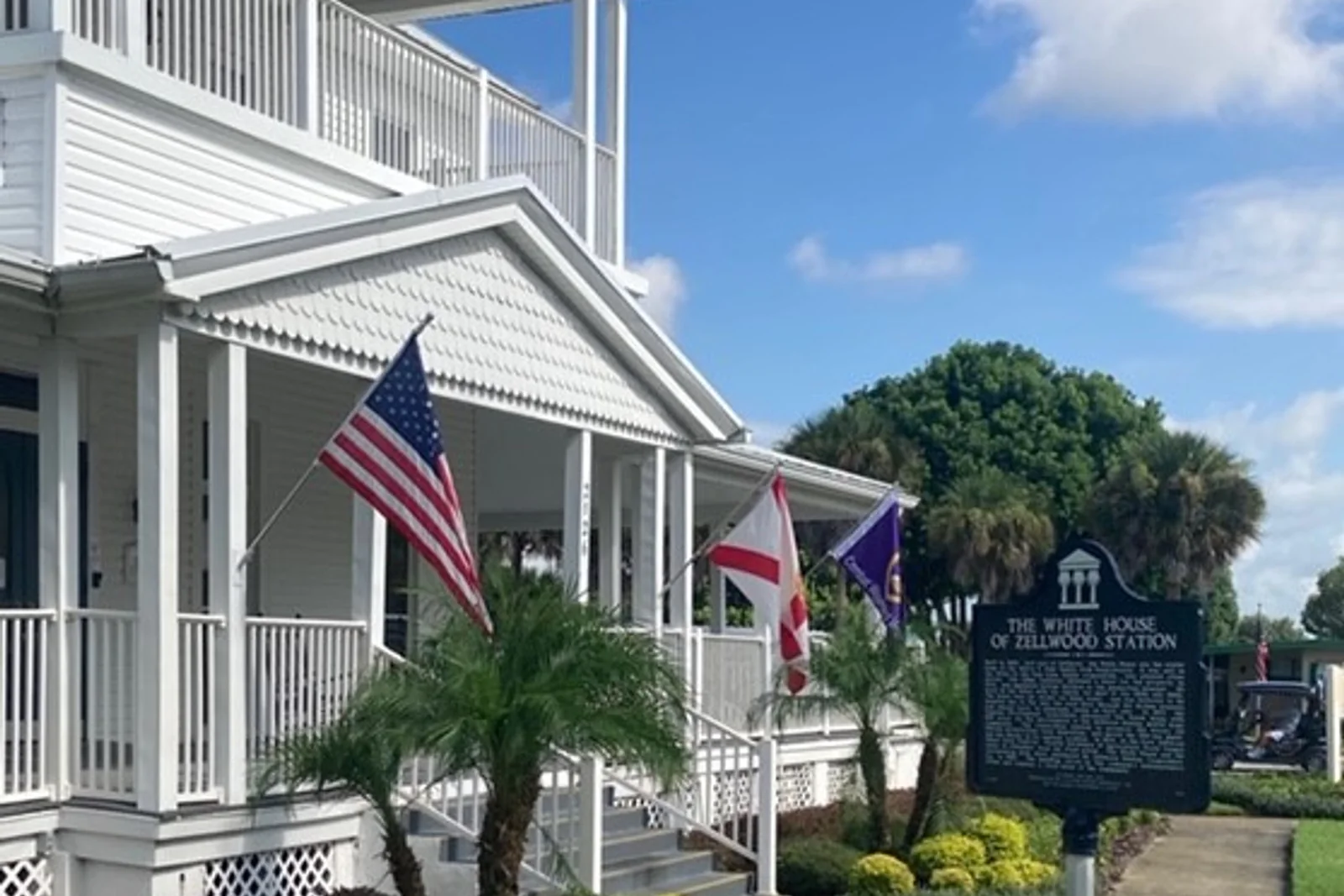 The front entrance of the Zellwood Station clubhouse